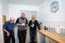 Peter Craggs in his new kitchen standing next to Broadacres’ contracts supervisor Paul Mann and Esh site manager Ian Wilkinson, right