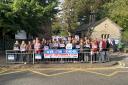 Parents demonstrate in support of St Leonard's Catholic School, Durham, which has been disrupted by sub standard reinforced autoclaved aerated concrete (Raac)