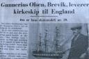 The 1940s Norwegian newspaper article about Capt Gunerius Olsen making a 