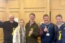 Dan Sladden (centre) and the Lib Dem team at the Sowerby and Topcliffe count