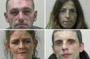 The faces of the four people that Northumbria Police want to arrest