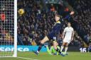 Sammy Silvera's shot bounces off the Leeds United post in Middlesbrough's defeat at Elland Road