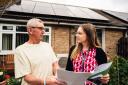 David Cashmore outside his home with Broadacres’ Sustainability Officer Catherine Cannell