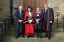 John Proud, right, joins father Bryan, left, in ranks of Durham Freemen after ceremony overseen by the city's Mayor, Lesley Mavin, centre left, and her deputy, Liz Brown.