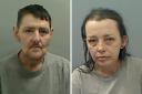 Darren McCabe, left, and his partner Donna Simpson, right, have been jailed for stabbing a man stealing their cash