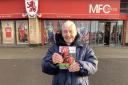 John Hobday, 88, with his match day programme for his first visit to Middlesbrough FC’s Riverside Stadium