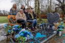 Zoe McGill pictured at the grave of her son Jack Woodley with his best griend Allana May and Kieran Bryden (MC Rhyme) who has created a rap for Jack also pictured Kierans girlfriend Trinity Goodwin, Natalie Wilson and Zoe's sister Georgie Harrison