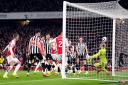 Jakub Kiwior heads home Arsenal's fourth goal in their 4-1 win over Newcastle