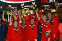 Gareth Southgate lifts the Carling Cup with his Middlesbrough team-mates in Cardiff
