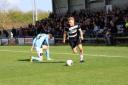 Darlington’s Aidan Rutledge on the attack during last Saturday’s win against Southport