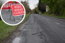 The B1228 Elvington Lane is closed for 'carriageway patching'