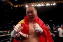 Zhilei Zhang knocked out Deontay Wilder in the fifth round of their fight in Saudi Arabia (Steven Paston/PA).