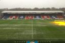FLOODY HELL: The waterlogged surface at Ewood Park on Boxing Day