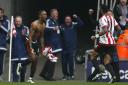 Sunderland's Jermain Defoe celebrates scoring his sides third goal