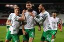 Republic of Ireland's Daryl Murphy (centre) celebrates scoring last week in Serbia
