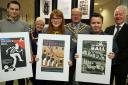 COMPETITION: Darlington College students Mark Stoker, 25, of Stanhope, Maisie Humphries, 16, of Richmond, and Nathan Oliver, 16, with mayor and mayoress Brian and Doris Jones and event sponsor Ernest Bennett chairman Rob Maxey
