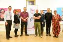 London-based artists Shaun Doyle and Mally Mallinson have been awarded County Durham Community Foundation’s Dover Prize 2016. Pictured are Stephen Wiper, Lesley Taylor, Mally Mallinson, Shaun Doyle, Jane Tarr, Greville Worthington and Barbara Guvvins. P