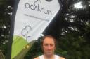 Rob Gillham flying the Quaker flag at the world's most southerly parkrun