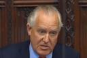 Lord Hain speaking in the House of Lords in London naming Topshop owner Sir Philip Green as the businessman behind an injunction against the Daily Telegraph Picture: PA