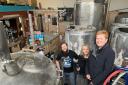 Nick Smith with Berni Whitaker and Anne Rowlands at the Steam Machine Brewery in Newton Aycliffe