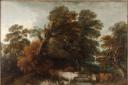 Wooded Landscape with a Milkmaid, Rustic Lovers, and a Herdsman