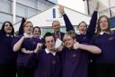 Top of the class: Headteacher Bruce Guthrie and students at Bishop Barrington School, Bishop Auckland, celebrate the school's latest success in the GCSE performance tables