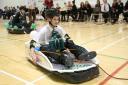 AIRING SKILLS: Joseph Nelson, 13, of Darlington School of Mathematics and Science, ahead of 14-year-old Ben Wolstenholme, of Hurworth Comprehensive, during last year’s inter-school hovercraft event at Queen Elizabeth Sixth Form College