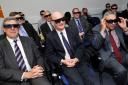 SEEING RESEARCH: Mr Willetts, centre front, with Durham University vice-chancellor Professor Chris Higgins, left, and Professor Carlos Frenk prepare to watch a 3D film