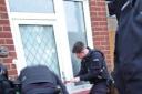 Police force entry to the raided property in Croft Gardens, Ferryhill, on January 24 this year