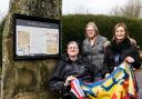 From left, John Bailey and Christine Henderson of the Battlefields Trust and Kathryn Lowe-Oliver of the Durham Dales Centre with the new information board in Stanhope