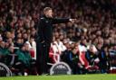Eddie Howe watches on from the sidelines during Newcastle United's weekend defeat at Arsenal