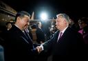 Xi Jinping shakes hands with Viktor Orban (Vivien Cher Benko/Hungarian Prime Minister’s Office/MTI via AP)