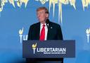 Republican presidential candidate, former president Donald Trump speaks at the Libertarian National Convention in Washington (Jose Luis Magana/AP)