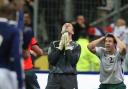 THAT CHEATING FEELING: Shay Given and Middlesbrough’s Sean St Ledger are horrified Thierry Henry’s handball was allowed to stand in the first period of extra-time at the Stade de France