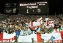 The scoreboard shows the final score after England's unforgettable 5-1 win over Germany in Munich in September 2001