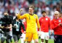 Jordan Pickford celebrates after England's win over Germany