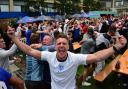 England fans at a fan park in Newcastle. PICTURE: NORTH NEWS.