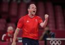 Paul Drinkhall in table tennis action.