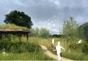A computer generated image shows children skipping through a wood meadow at the forthcoming York community woodland