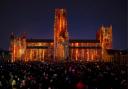 Durham Cathedral is lit up during the Lumiere.