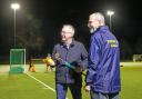 Cllr Robson with coach Mike Rushmere under the new lights