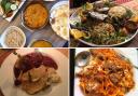 Photos via Tripadvisor show dishes from Shaheens (top left), Akarsu Turkish Restaurant & Grill (top right), Bistro Citron Vert (bottom right) and La Spada Ristorante (bottom right).