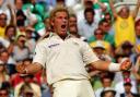 Shane Warne celebrates after dismissing England's Andrew Flintoff at the Oval in 2005
