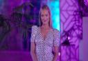 Laura Whitmore surprises the islanders.  Love Island continues tomorrow at 9 pm on ITV2 and ITV Hub. Episodes are available the following morning on BritBox. Credit: ITV