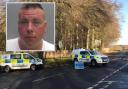 Defendant Bradley Smith and the police block on the A688 after collision he caused on Keverstone Bank, in January last year                                          Picture: DURHAM CONSTABULARY