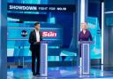 Liz Truss and Rushi Sunak during  latest head-to-head debate for the Conservative Party leader candidates. Picture: PA