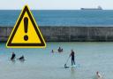 A bathing warning remains in place at Cullercoats beach which is popular with swimmers and paddleboards.