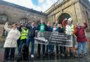 Rail workers formed a picket line in Newcastle as they went on strike. Picture: NNP