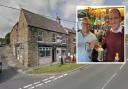 The Grey Bull in Stanhope scooped the prize. Inset, Stuart Brown (L), landlord of the Grey Bull and Richard Holden MP (R). Picture: GOOGLE