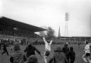 Ronnie Radford celebrates after his FA Cup wonder goal helped Hereford United knock out Newcastle United in 1972